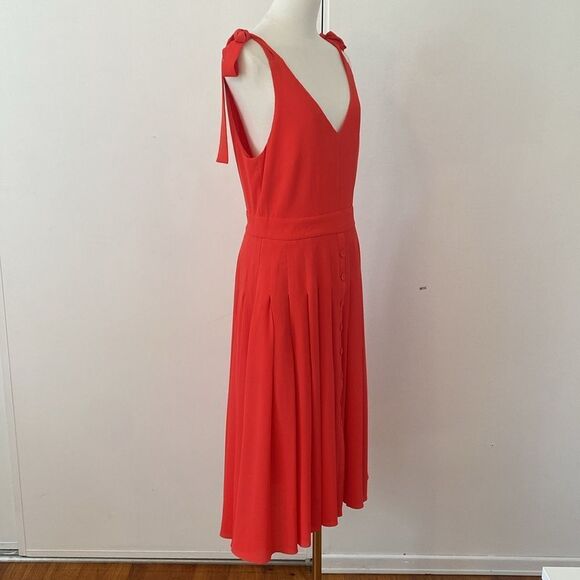 Gal Meets Glam Coral Pink Scarlett Button Up V-neck Dress Size 6 - Picture 5 of 12